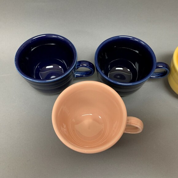 Homer Laughlin HLC LLD SSC Fiesta Cups Yellow Blue Purple Peach Lot of 6 - Picture 3 of 9